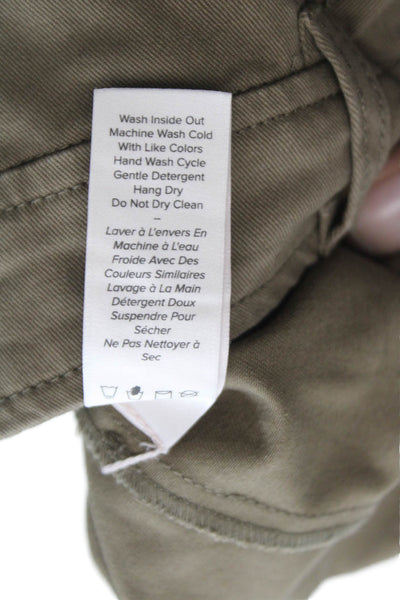 Cinq à Sept Womens Cargo Pants Green Cotton Button Inseam 28 Size 4