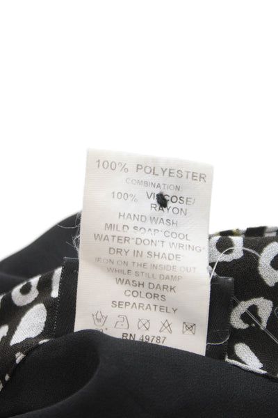 Gottex Women Tunic Button-Up Short Sleeve Black Geometric Size L