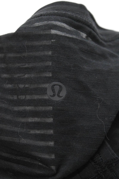 Lululemon Women Cropped Striped Gray Cotton Blend T-Shirt Size 8