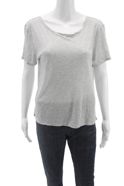 Lululemon Women Basic Scoop Neck Knit T-Shirt Gray Short Sleeve Size 8