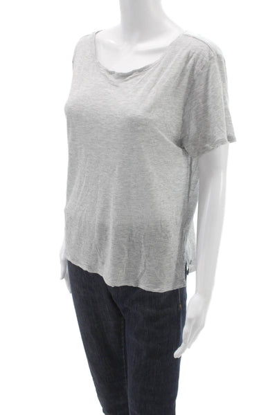 Lululemon Women Basic Scoop Neck Knit T-Shirt Gray Short Sleeve Size 8