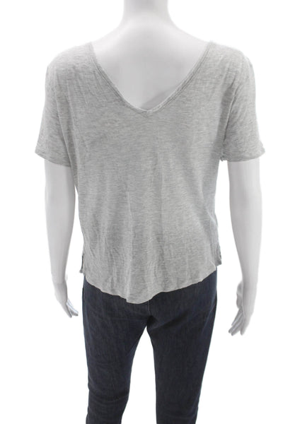 Lululemon Women Basic Scoop Neck Knit T-Shirt Gray Short Sleeve Size 8