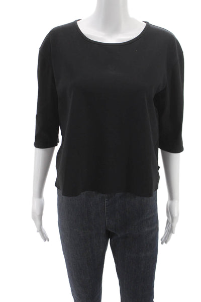 Lululemon Women Black Crew Neck Basic T-Shirt 3/4 Sleeve Nylon Blend Size 10