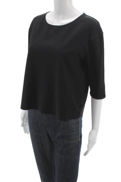 Lululemon Women Black Crew Neck Basic T-Shirt 3/4 Sleeve Nylon Blend Size 10