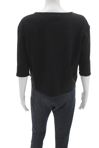 Lululemon Women Black Crew Neck Basic T-Shirt 3/4 Sleeve Nylon Blend Size 10
