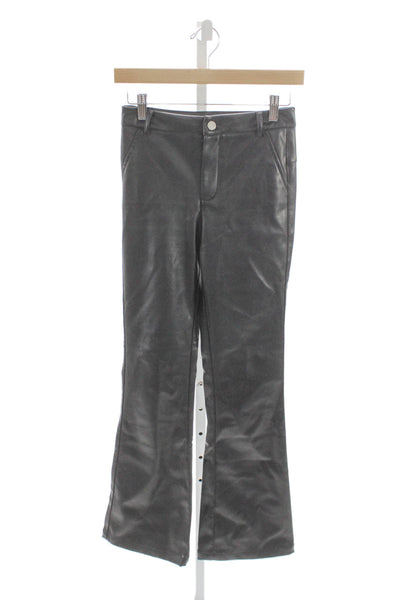 Heartloom Womens Black Faux Leather Dress Pants Button Size XS
