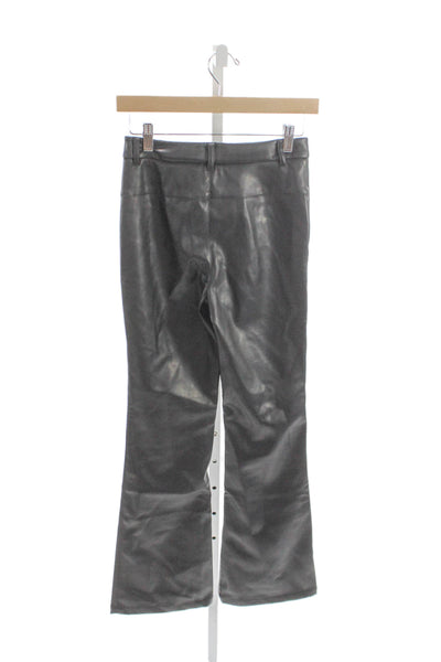 Heartloom Womens Black Faux Leather Dress Pants Button Size XS
