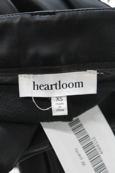 Heartloom Womens Black Faux Leather Dress Pants Button Size XS
