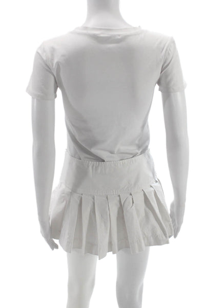 Zara Women Pleated Mini Skirt White Cotton Size XS