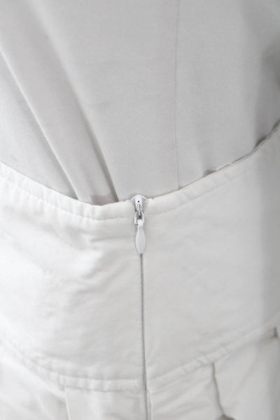 Zara Women Pleated Mini Skirt White Cotton Size XS