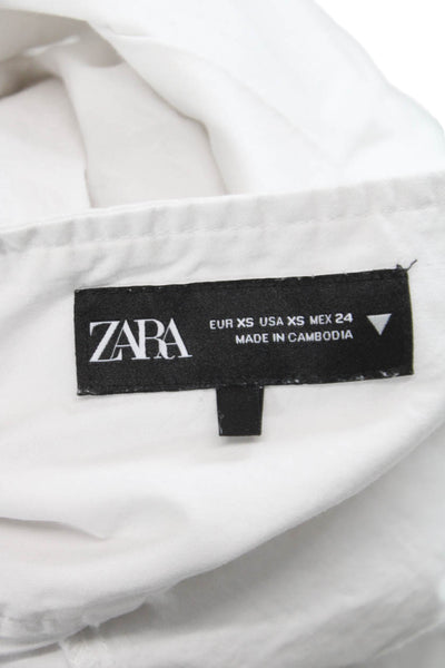 Zara Women Pleated Mini Skirt White Cotton Size XS