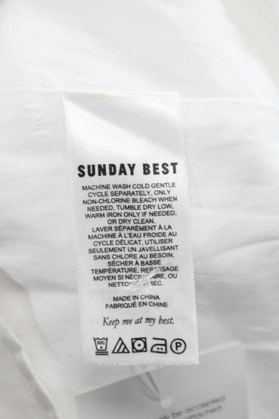 Sunday Best Women Mini Linen Dress White Square Neck Sleeveless Size XS