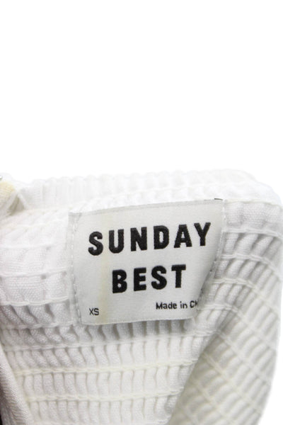 Sunday Best Women Mini Linen Dress White Square Neck Sleeveless Size XS