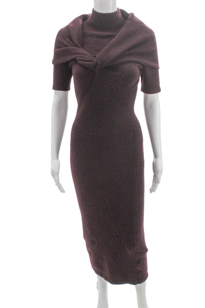 Seroya Women Bodycon Red Cowl Neck Short Sleeve Full-Length Dress Size XS