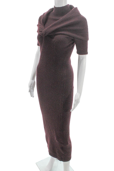Seroya Women Bodycon Red Cowl Neck Short Sleeve Full-Length Dress Size XS
