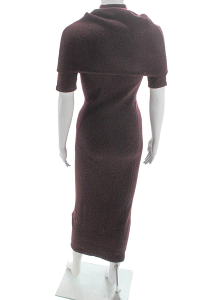 Seroya Women Bodycon Red Cowl Neck Short Sleeve Full-Length Dress Size XS