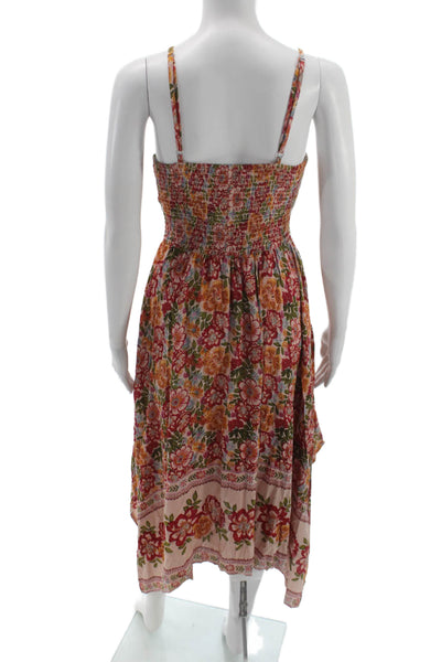 Angie Women Sundress Floral Multicolor V-Neck Sleeveless Rayon Maxi Size S