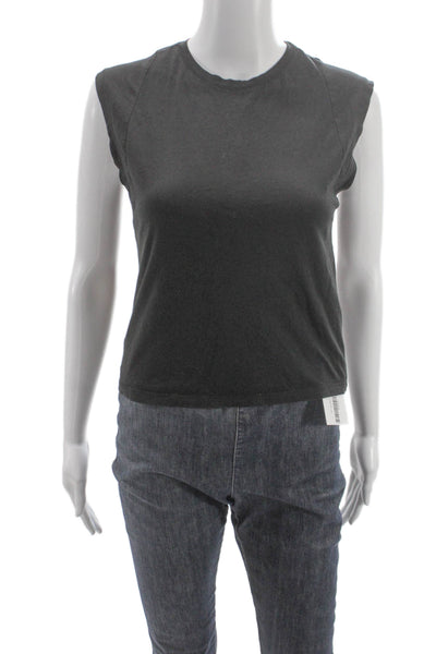 Frame Women Petite Sleeveless Basic Tank Black Pima Cotton Round Neck Size S