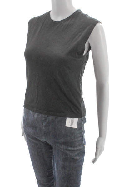 Frame Women Petite Sleeveless Basic Tank Black Pima Cotton Round Neck Size S