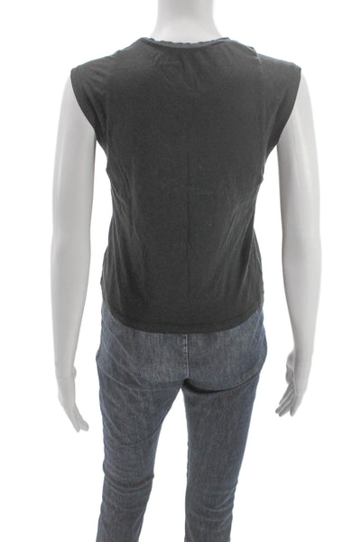 Frame Women Petite Sleeveless Basic Tank Black Pima Cotton Round Neck Size S