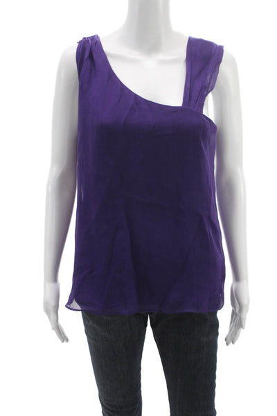 Alice + Olivia Womens Silk Scoop Neck Sleeveless Blouse Purple Size S