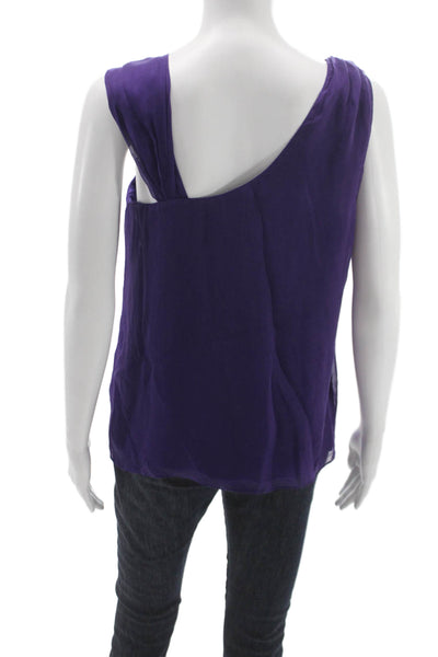 Alice + Olivia Womens Silk Scoop Neck Sleeveless Blouse Purple Size S