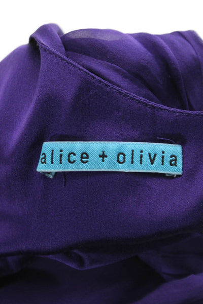 Alice + Olivia Womens Silk Scoop Neck Sleeveless Blouse Purple Size S