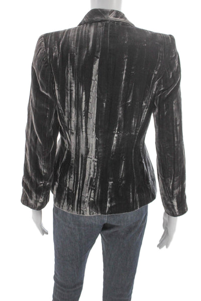Luca Luca Women Basic Jacket Gray Velvet Button Long Sleeve Size 40
