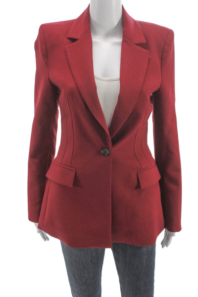 Zara Women Red Blazer Button Closure Acetate Size S