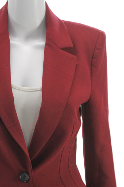 Zara Women Red Blazer Button Closure Acetate Size S