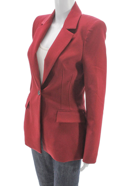 Zara Women Red Blazer Button Closure Acetate Size S