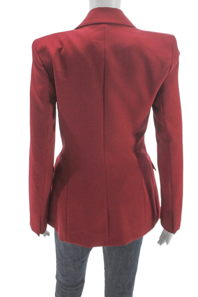 Zara Women Red Blazer Button Closure Acetate Size S