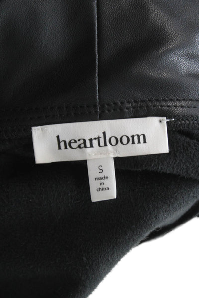 Heartloom Womens Black Faux Leather Basic Jacket Button Long Sleeve Size S