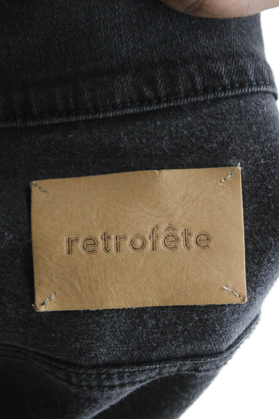 Retrofete Womens Gray Denim Basic Jacket Button 3/4 Sleeve Size S
