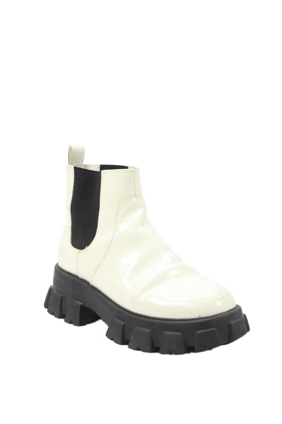 Villa Rouge Women's Leather Pull-On Lug Sole Boots White Size 7