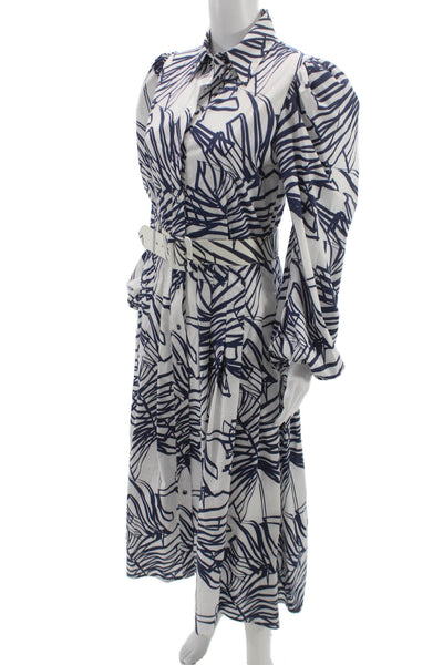 Paola Zuin Women Shirt Dress White Long Sleeve Mid Calf Size 40