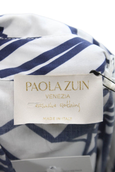 Paola Zuin Women Shirt Dress White Long Sleeve Mid Calf Size 40