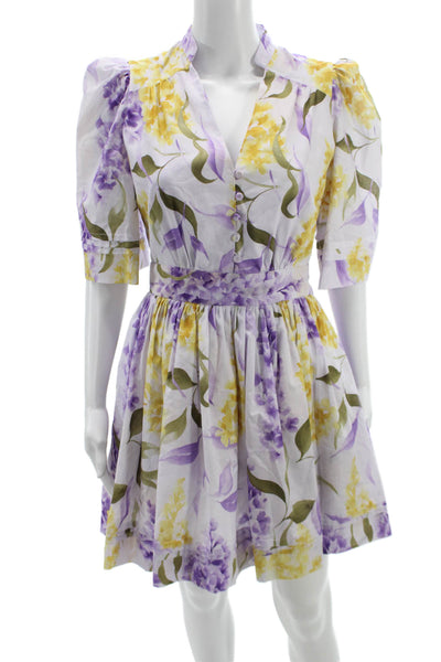 Paola Zuin Women Fit & Flare Dress Multicolor Cotton Collared Button Size 40
