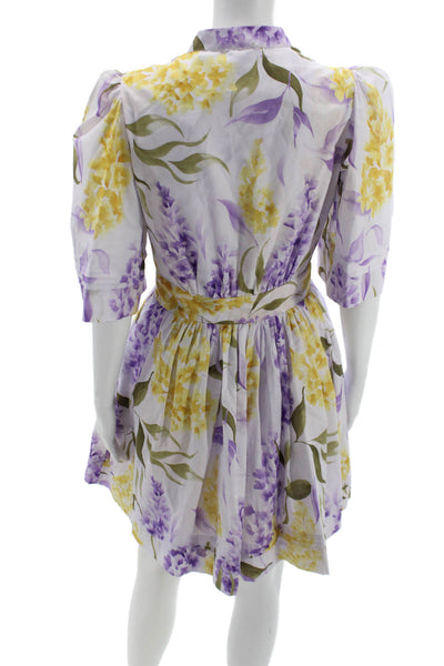 Paola Zuin Women Fit & Flare Dress Multicolor Cotton Collared Button Size 40
