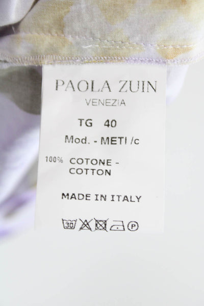 Paola Zuin Women Fit & Flare Dress Multicolor Cotton Collared Button Size 40