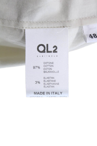 QL2 Women Tunic Button-Up Collared Long Sleeve Beige Cotton Elastane Size 48