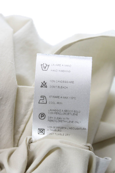 QL2 Women Tunic Button-Up Collared Long Sleeve Beige Cotton Elastane Size 48