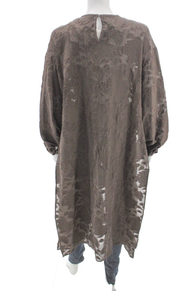 QL2 Womens Floral Cardigan Brown Long Sleeve Round Neck Cotton Size 42