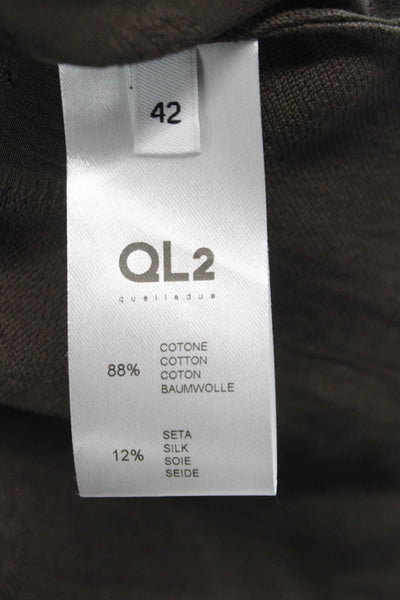 QL2 Womens Floral Cardigan Brown Long Sleeve Round Neck Cotton Size 42