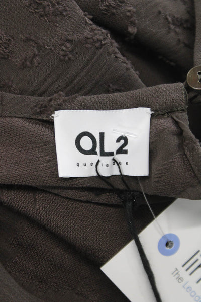 QL2 Womens Floral Cardigan Brown Long Sleeve Round Neck Cotton Size 42