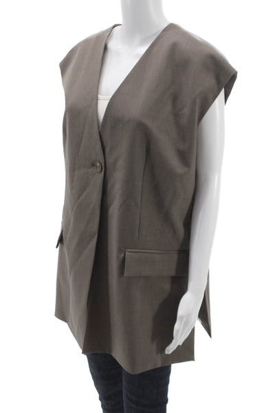 QL2 Unisex Adults Brown V Neck Sleeveless Vest Fleece Wool Size 42