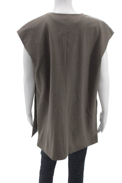 QL2 Unisex Adults Brown V Neck Sleeveless Vest Fleece Wool Size 42
