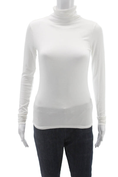 Rebecca Taylor Women Turtleneck Modal Blouse White Long Sleeve Size XS