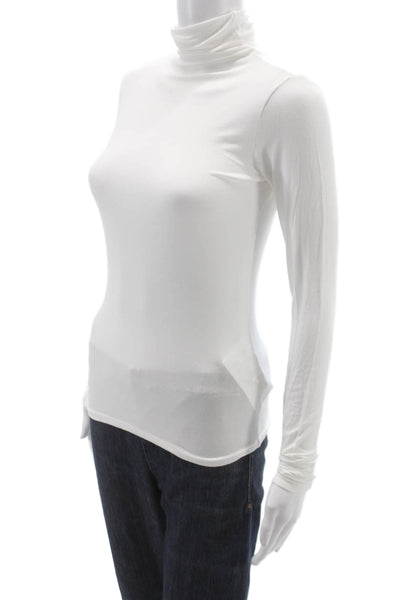 Rebecca Taylor Women Turtleneck Modal Blouse White Long Sleeve Size XS