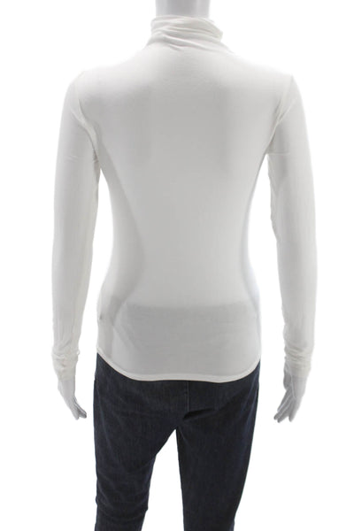 Rebecca Taylor Women Turtleneck Modal Blouse White Long Sleeve Size XS